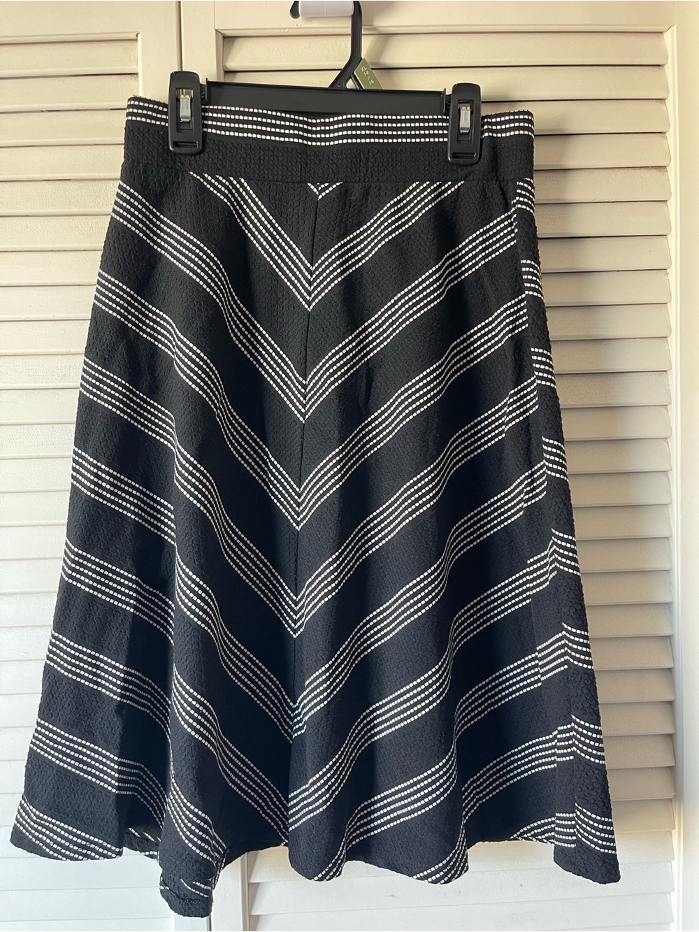 Joe B Black A-Line Skirt with White Chevron Stripes